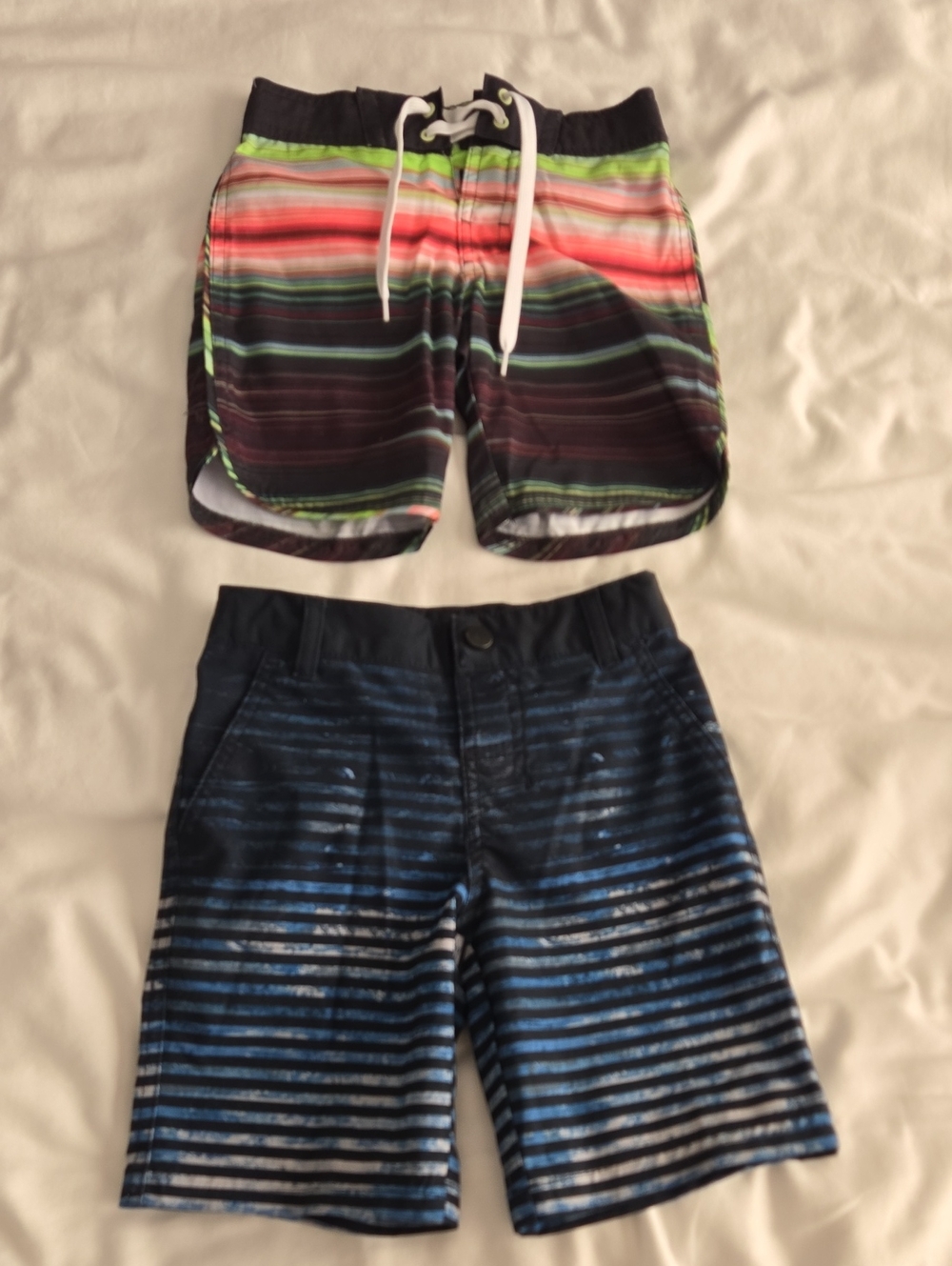Art Class Multi-Stripe Board Swim Shorts & Navy Stripe Shorts Lot Of 2